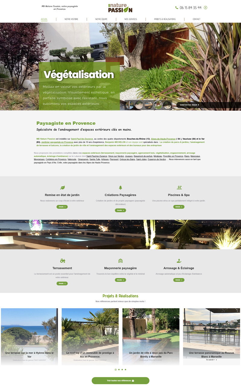 Site vitrine artisan MB Nature Passion