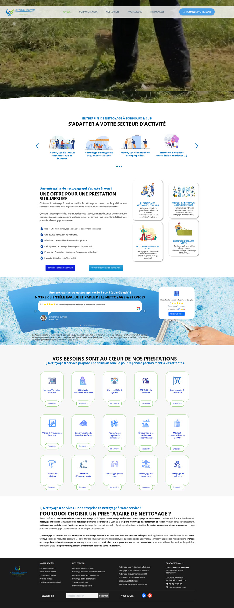 Site vitrine professionnel - Projet LJ Nettoyage & Services Site vitrine professionnel - Projet LJ Nettoyage & Services