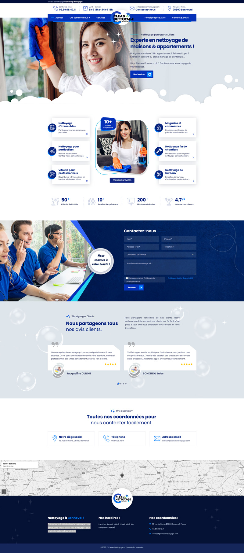 Site vitrine wordpress - Projet C'Clean Nettoyage