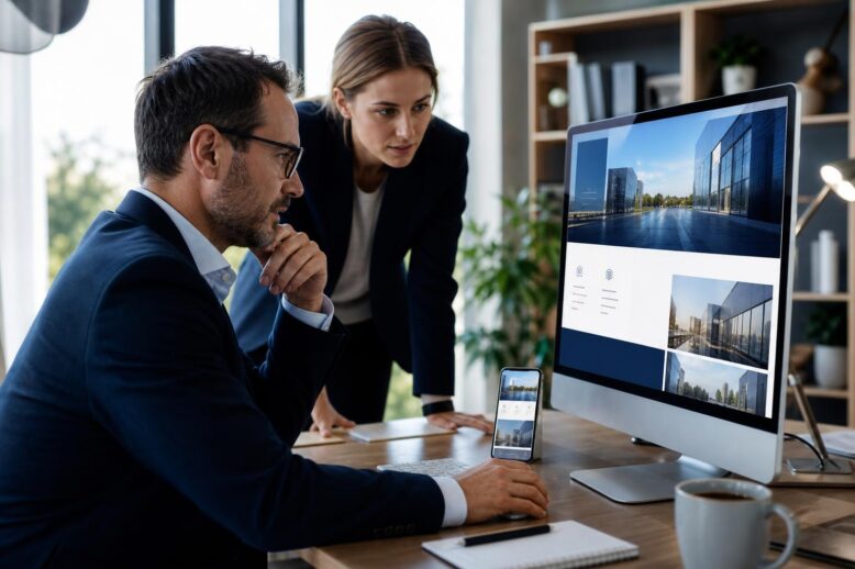 Les erreurs qui coûtent des clients dès la page d’accueil Dirigeant et consultant analysant la page d'accueil d'un site internet