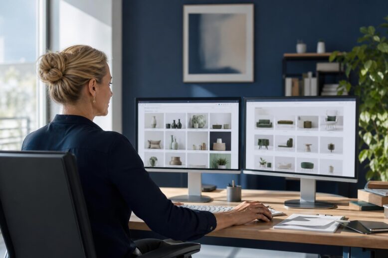 Dirigeante comparant WordPress et Shopify pour choisir son CMS e-commerce