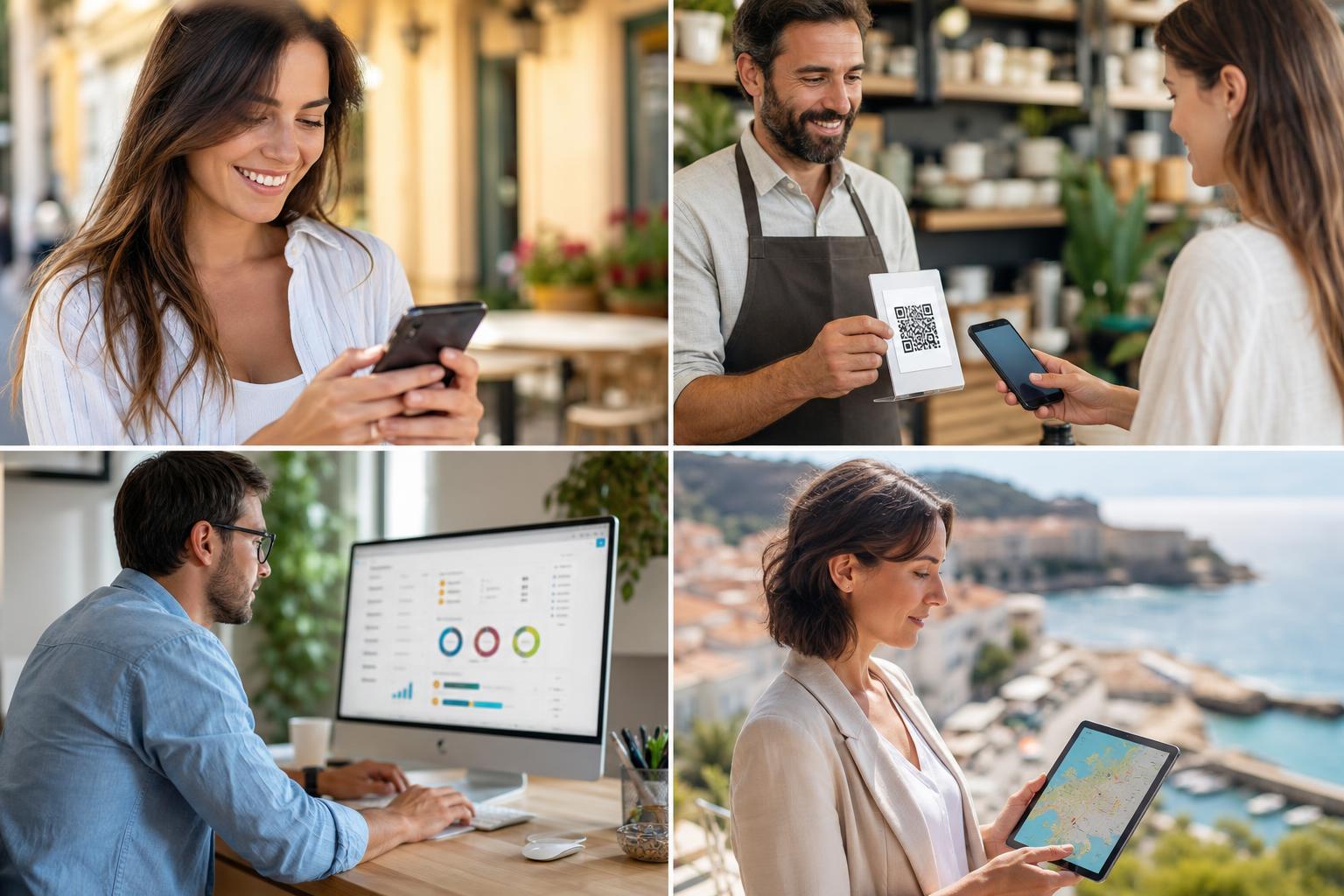 obtenir des avis Google Cliente utilisant son smartphone pour obtenir des avis Google après une prestation