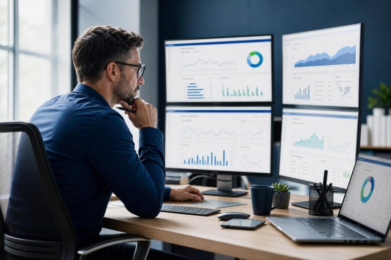 Consultant SEO analysant les performances organiques, les conversions et les indicateurs techniques d’un site internet.
