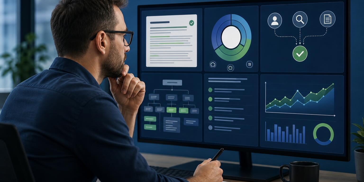 Contenu SEO de qualité : pourquoi des articles similaires obtiennent des résultats différents Consultant analysant un contenu SEO de qualité et ses indicateurs éditoriaux
