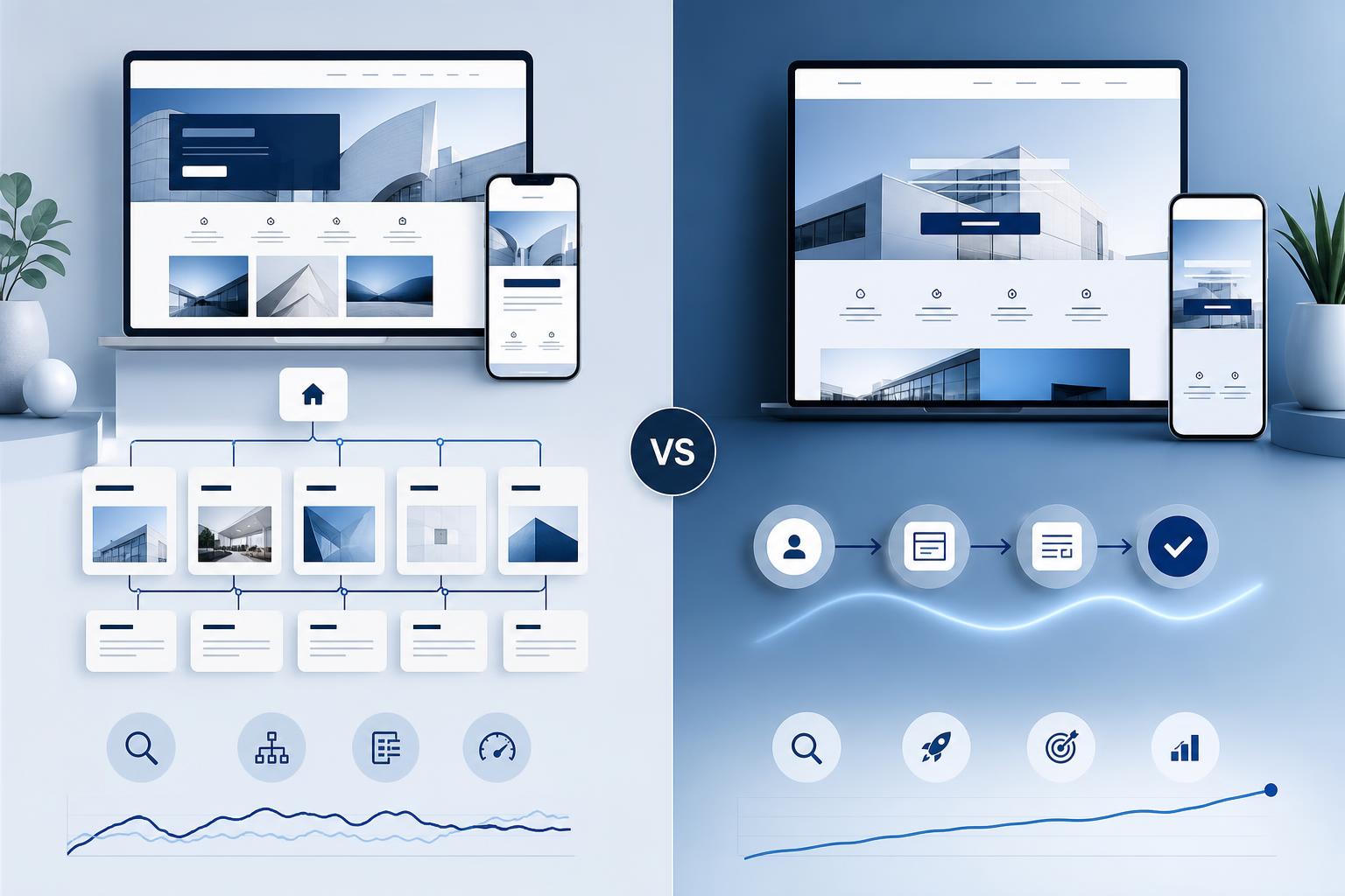 comparaison stratégique entre site vitrine ou landing page